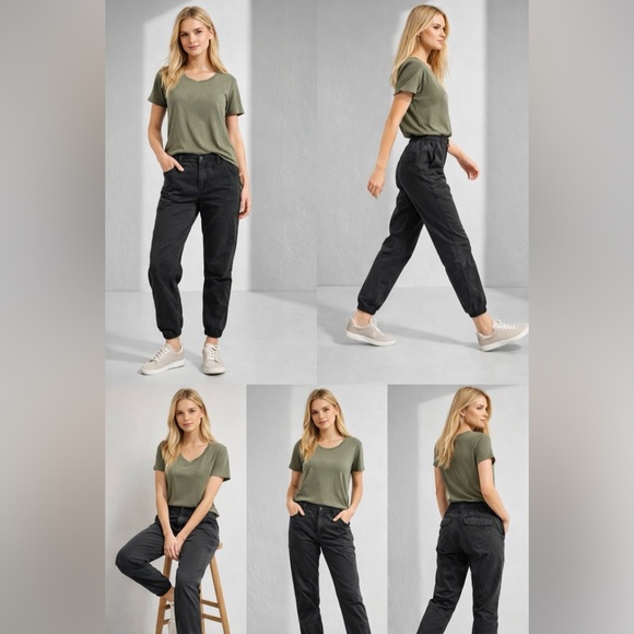 American Eagle Black Jogger Pants Size 10 Regular Elastic Waist - Picture 3 of 8